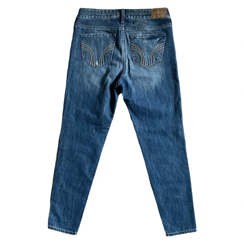 Hollister California Denim Blue Jeans Size 1 w25 Distressed Whiskering & Fading - Picture 4 of 11